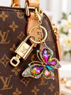 Louis Vuitton Gold Lock 🔒 Authentic LV Key + Unbranded Butterfly Bag Charm